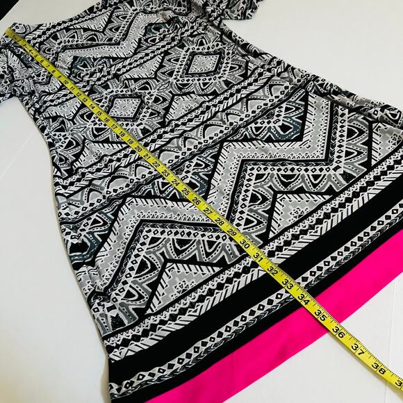 Eliza J Chevron Print Short Sleeve Dress Size 14 Multicolor - Picture 7 of 8